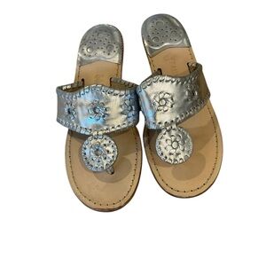 Jack Rogers Silver  wedge Sandals with Embellished Design size 6